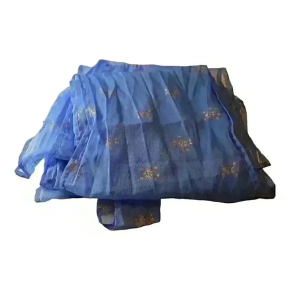 Vintage Lot 8 Chiffon Sheer Scarfs Royal Blue 12" x 68"  Bureau Curtains Crafts - Picture 2 of 8